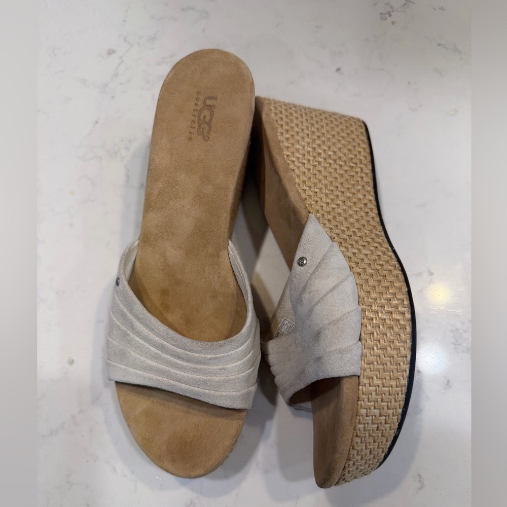 UGG Women's White Slide Sandals Wedge